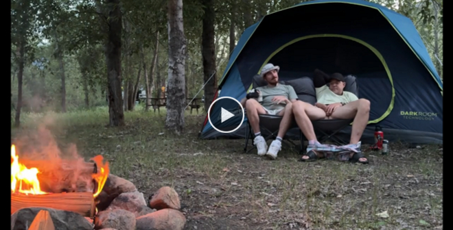Sucking his mushroom head while camping